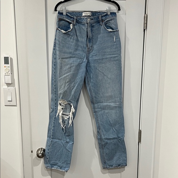 Abercrombie & Fitch Denim - Abercrombie & Fitch Distressed High Rise Straight Leg Jeans